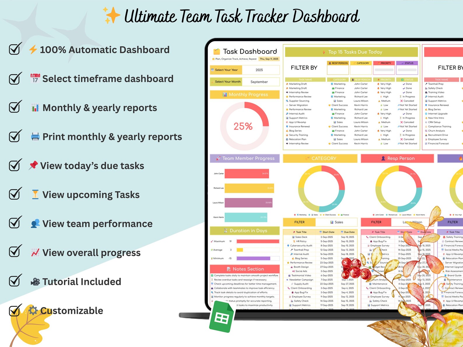 Team Task Tracker - Team Task Tracker Google Sheets - Task Tracker ...