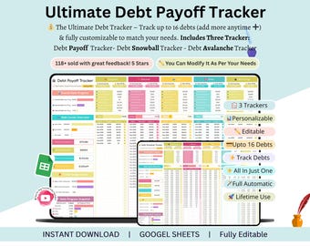 debt payoff tracker google sheets - debt payoff tracker - debt payoff spreadsheet - debt tracker google sheets - debt payment tracker - debt