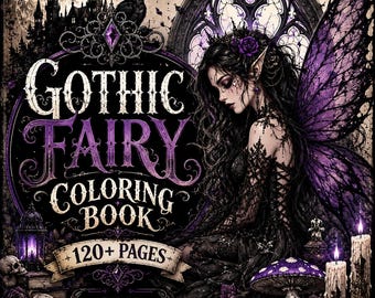 Oltre 120 pagine da colorare di fate gotiche - Libro da colorare per adulti e bambini, fogli da colorare fantasy, immagini PNG da colorare digitali, pagine da colorare, libri da colorare