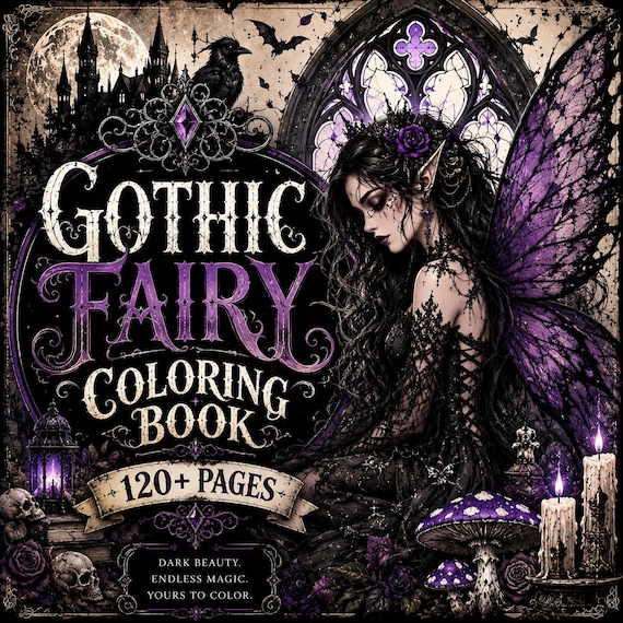 120+ Gothic Fairy Coloring Pages - Adult And Kids Coloring Book, Fantasy Coloring Sheets, digital coloring png, coloring page, coloring book