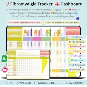 Fibromyalgia tracker - Fibromyalgia - chronic illness - symptom tracker - chronic pain - chronic pain tracker - fibromyalgia planner - fibro