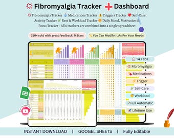 Rastreador de fibromialgia - Fibromialgia - Enfermedad crónica - Rastreador de síntomas - Dolor crónico - Rastreador de dolor crónico - Planificador de fibromialgia - Fibromialgia