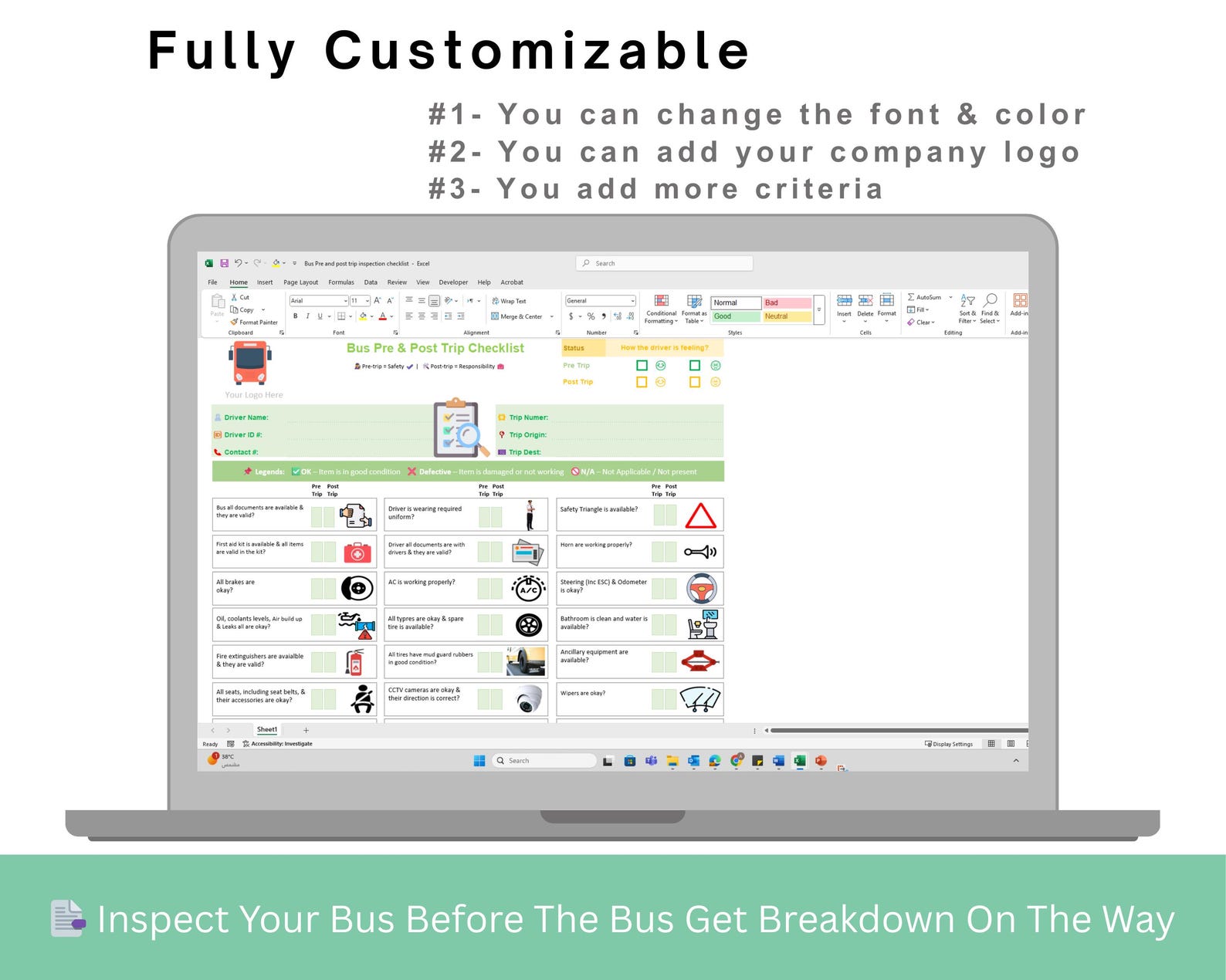Bus Pre Trip Inspection Checklist - Bus Inspection Checklist - Bus ...