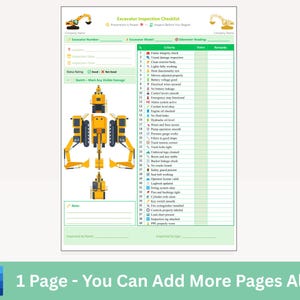 Excavator Inspection Checklist - Excavator Operator - Excavator ...