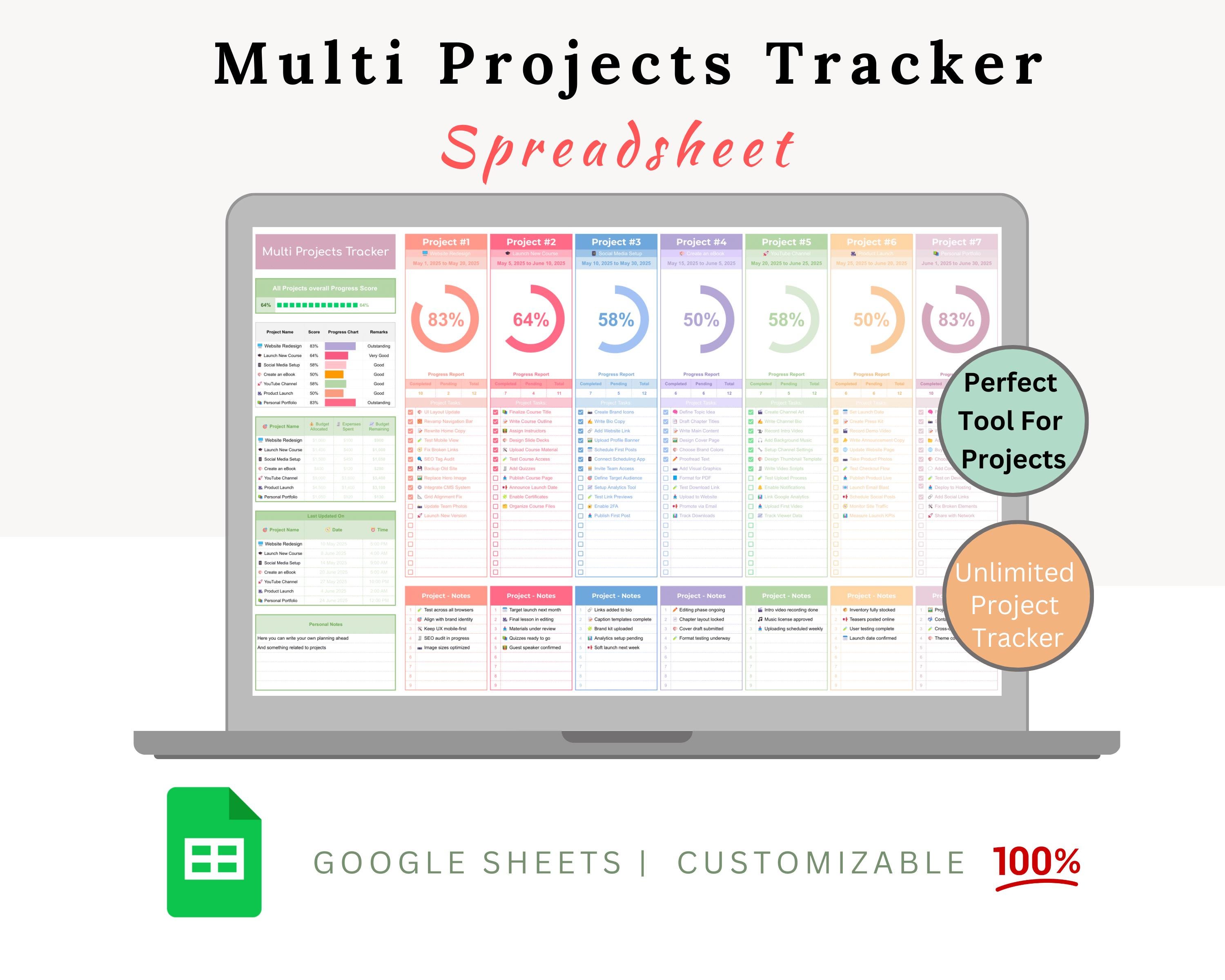 Multi Projects Tracker - Project Task Tracker - Project Tracker - Project Organizer - Multiple Project - Project Planner -Project Management