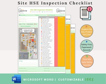 Checkliste für die HSE-Inspektionen vor Ort - Checkliste für die Sicherheit am Bau - Baustellenbesichtigung - HSE-Audit - HSE-Inspektionen - Sicherheitschecklisten - Sicherheitsformular