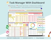 Task Manager - task management template - task management dashboard - task manager tool - task tracker google sheets template - task tracker