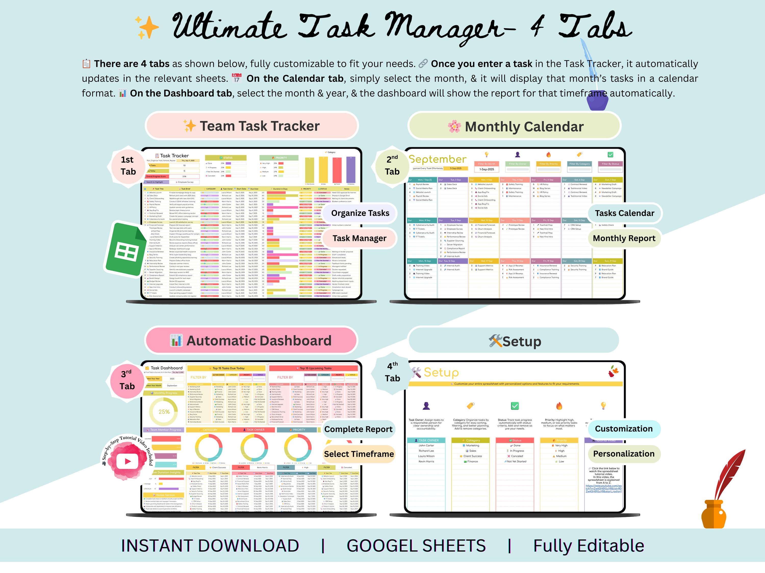 Task Manager - Task Management Template - Task Management Dashboard ...