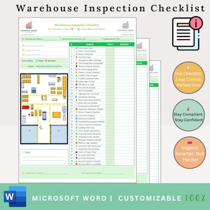 Warehouse Inspection Checklist - Warehouse Checklist - Warehouse Safety Checklist - Warehouse Organizer - Industrial Warehouse - Checklist