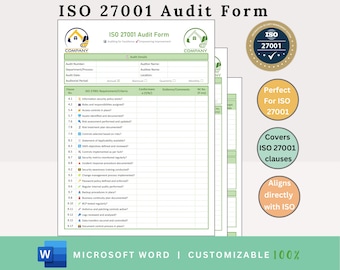 Modulo di audit ISO 27001 - Audit ISO - Modelli ISO 27001 - Documentazione ISO 27001 - Conformità ISO 27001 - Modello di audit interno ISO 27001