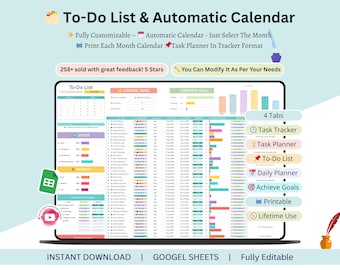 To Do List - to do list google sheets - to do list google sheets tracker - to do list calendar google sheets - to do list calendar - Planner