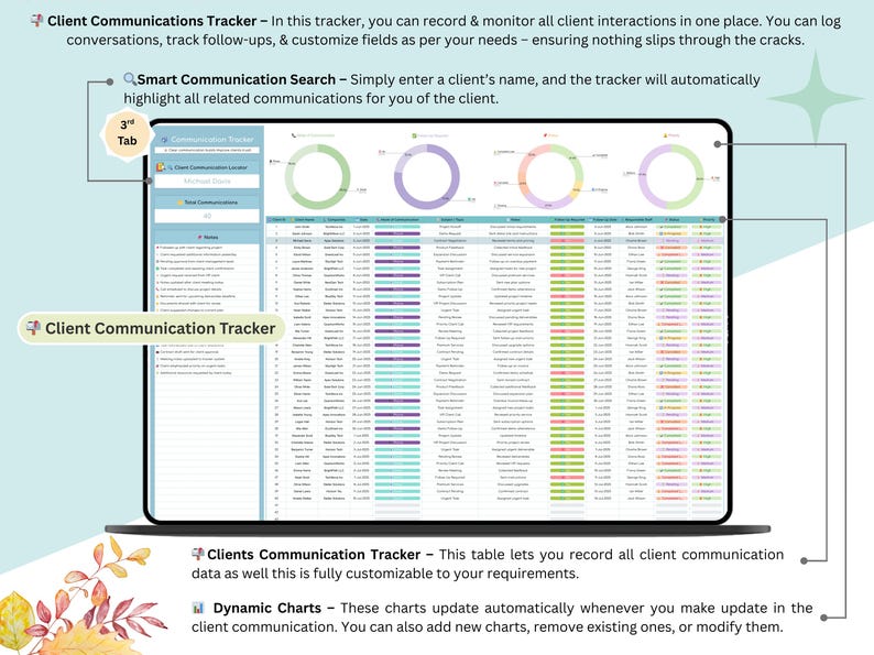 Client Tracker - Client Spreadsheet - CRM Dashboard - CRM - CRM ...