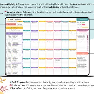 Task Manager Calendar Develop Task Calendar - Task Tracker and Calendar - Task Planner Google Sheets ...