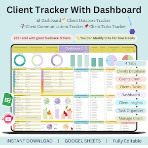 Client Tracker - client spreadsheet - CRM dashboard - CRM - CRM spreadsheet - client organizer - client dashboard - client planner
