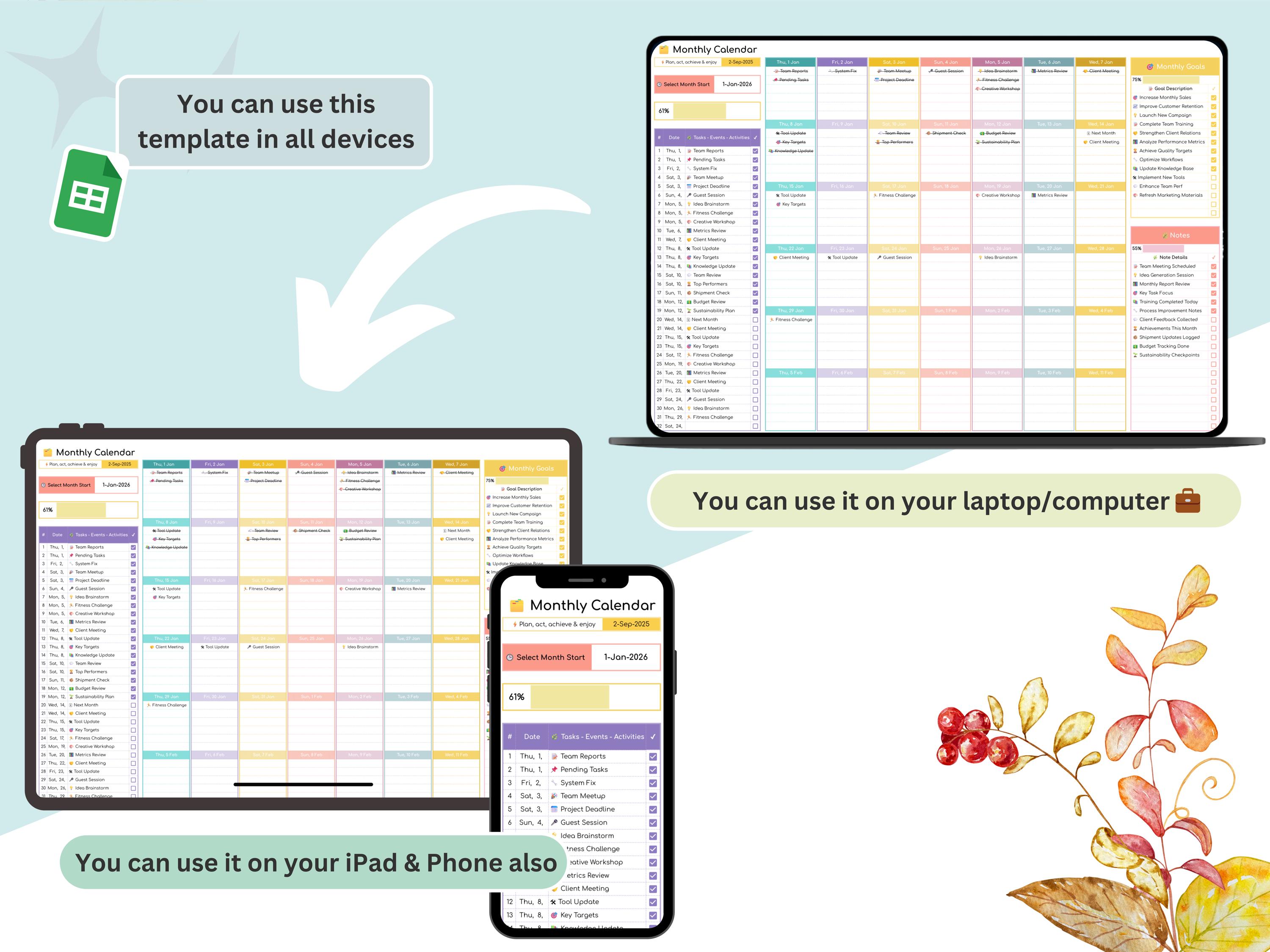 Monthly Task Planner - Calendar Planner - Monthly Planner - Monthly ...