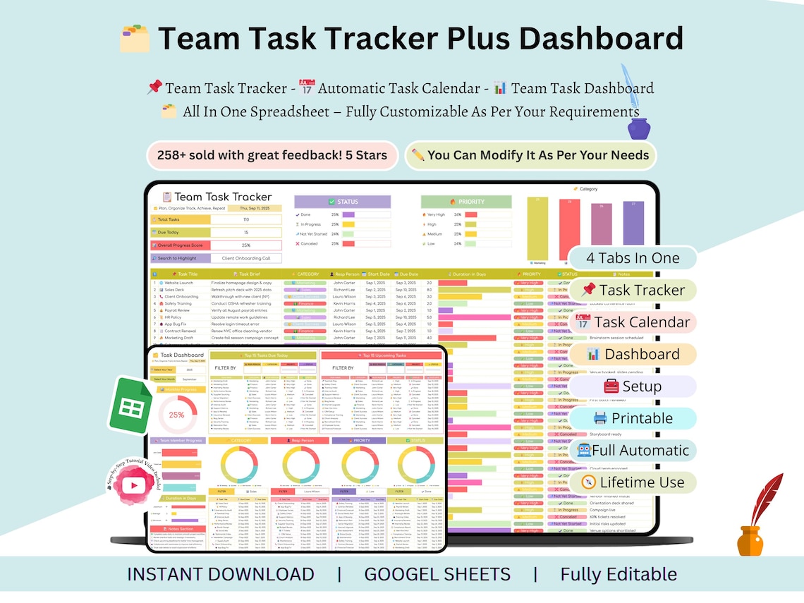Team Task Tracker - Team Task Tracker Google Sheets - Task Tracker ...