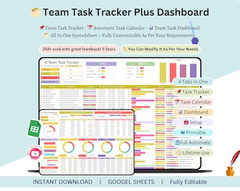 Team Aufgaben Tracker - Team Aufgaben Tracker Google Sheets - Aufgaben Tracker Google Sheets Vorlage - Team Aufgabenmanagement - Vorlage für die Aufgabensteuerung