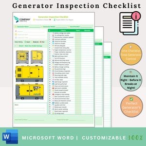 Generator Inspection Checklist - Generator Checklist - Power Generator ...