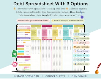 Debt Spreadsheet - debt google spreadsheet - debt payoff spreadsheet - debt payoff tracker google sheet - debt payoff tracker google sheets