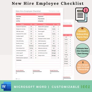 New Hire Employee Checklist - Employee Onboarding Checklist - Employee Onboarding Forms - Onboarding Checklist Template - New Hire Form