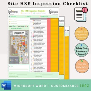 Site HSE Inspection Checklist - Site Inspection - Construction Safety - Safety Inspections - HSE Checklist - Safety Checklist - Safety Forms