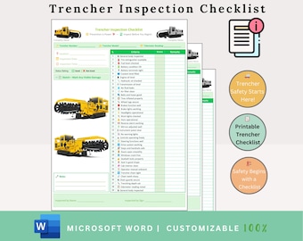 Trencher Inspection Checklist - Heavy Machinery - Trencher Machine - Trenching Tools - Heavy Equipment - Construction Equipment Checklist