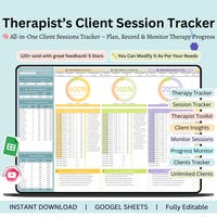 Therapist Caseload Tracker, Therapy Client Tracker, Caseload Organizer ...