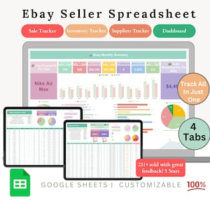 eBay Seller Spreadsheet - ebay spreadsheet - seller spreadsheet - ebay inventory - ebay bookkeeping - ebay seller tracker - ebay seller