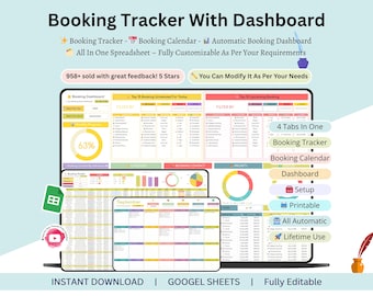 Booking Tracker - booking calendar - appointment tracker- scheduling template - booking templates - booking log - appointment schedule