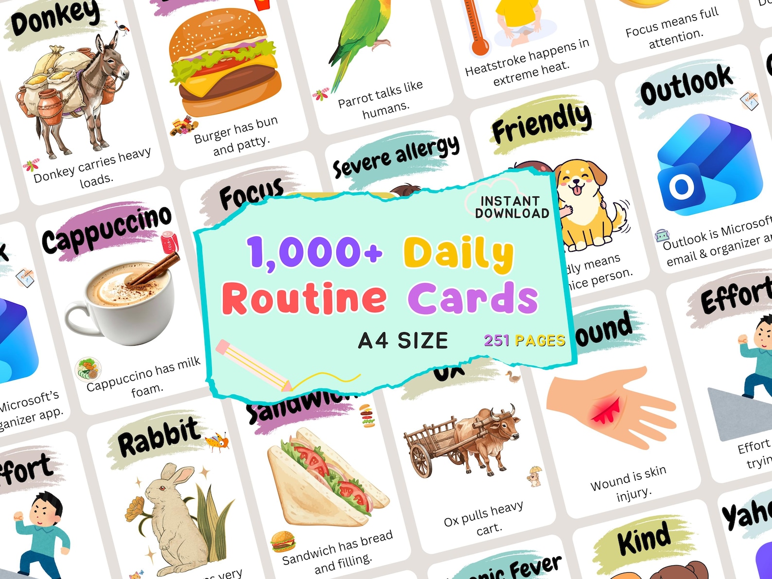 Picture Routine Flash Cards Book Daily Routine Cards Preschool Flashcard Homeschool Flash Cards ...