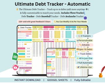 Debt Tracker google sheets - Debt Tracker - debt tracker spreadsheet - debt snowball trackers - debt snowball tracker google sheets - debt