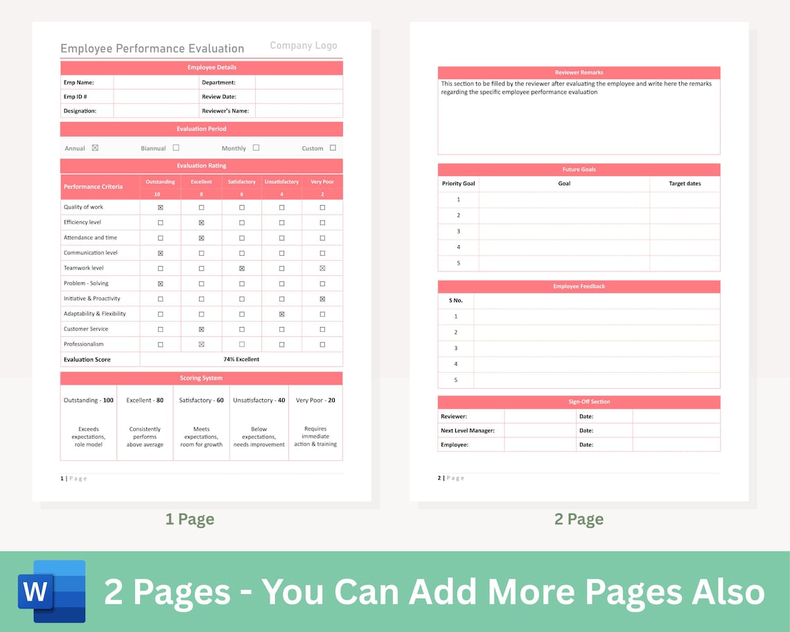 Employee Performance Evaluation Form - Performance Review - Performance ...