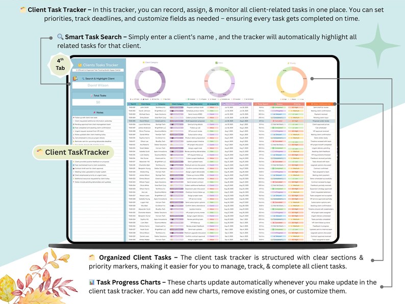 Client Tracker - Client Spreadsheet - CRM Dashboard - CRM - CRM ...