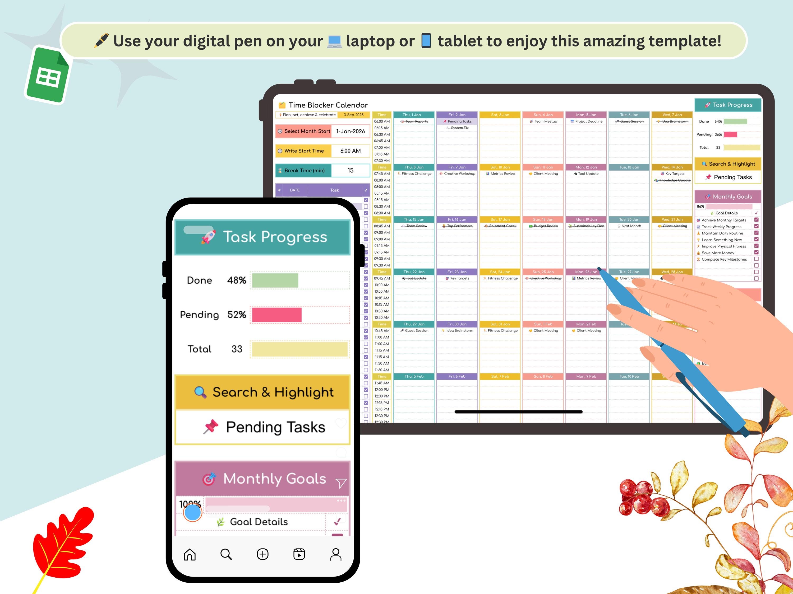 Time Blocking Calendar - Time Blocking Planner - Daily Calendar Time ...