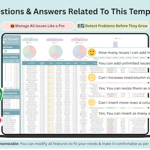 Issues Tracker - Problem Tracking - Issues and Concerns - Project risk and issue log, issue resolution and handling - project issue tracker - issue tracking - issue spreadsheet - issue log - issue tracker excel - resolution tracker - project management - bug tracker - problem solving - Agile Issue Log - Software Testing Log - Bug Report Tracker - project templates - Bug Tracker Template - project tracker - issues log - task tracker - action tracker - priority tracker - project tracking