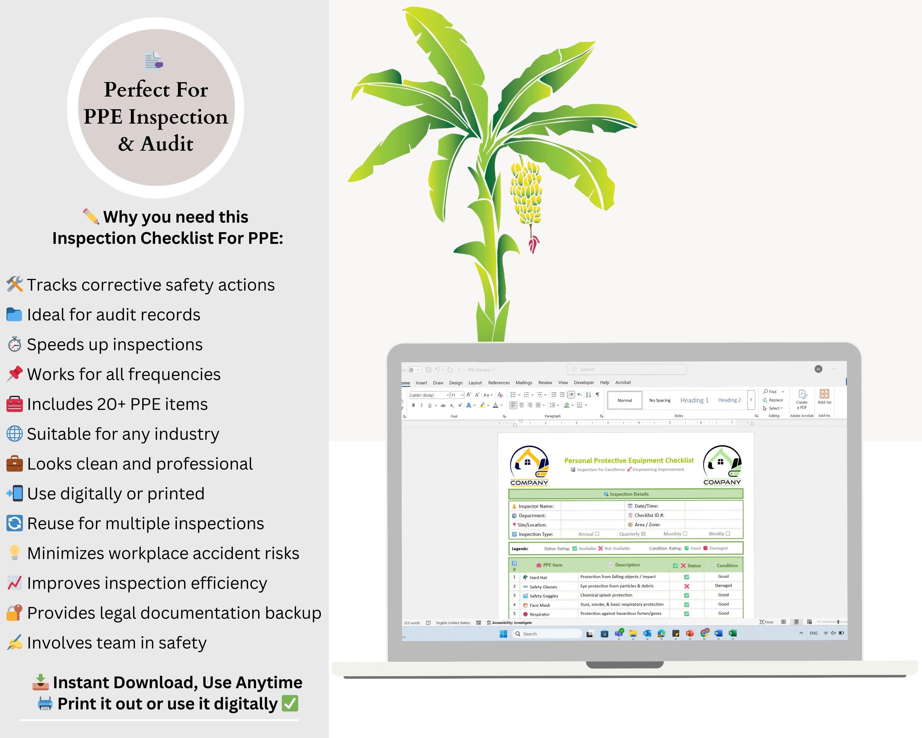Ppe Routine Inspection Checklist PPE Inspection Checklist - PPE Inspection - Ppe Checklist - Ppe Audit ...
