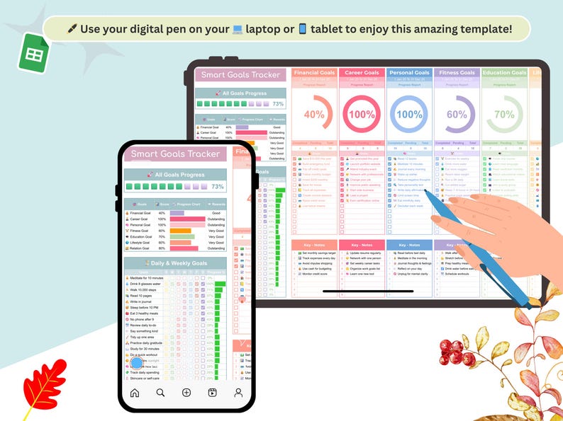 Smart Goal Tracker - goals tracker - goals tracker google sheets - goals spreadsheet - smart goals template - goal spreadsheet - Goal Setting - goals planner - goals tracker excel - goals sheet - smart goals - quarterly goals - monthly goals - yearly goals - fitness goals - personal goals - weekly goal tracker - savings goal tracker - life goal planner - goal action plan - goal tracker - goals planner - smart goals - monthly goals - quarterly goals - goals planner - goal planner - business goals