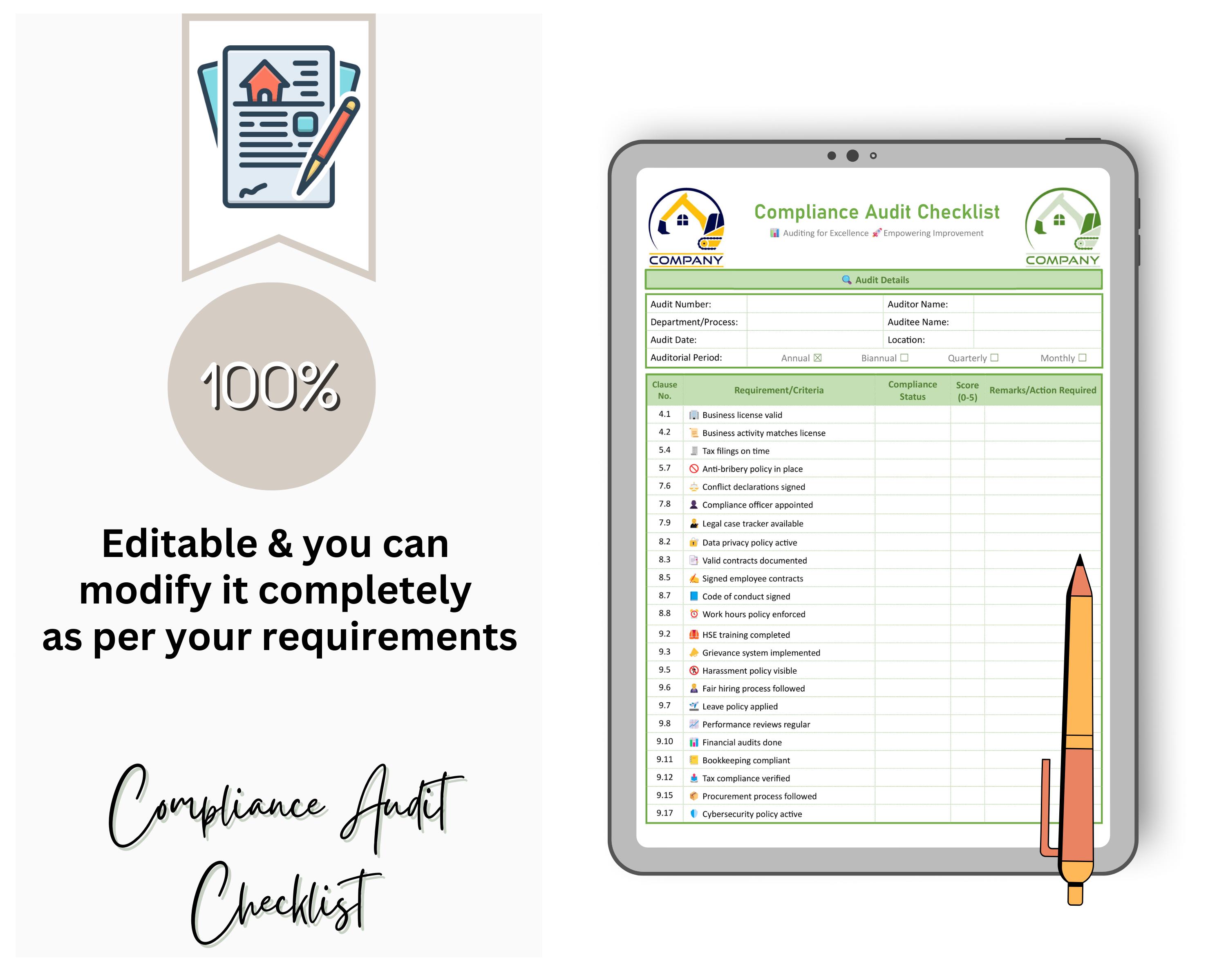 Compliance Audit Checklist - Compliance Audit Template - HR Compliance ...