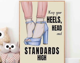 Póster de moda de tacones altos, decoración retro pastel (descarga digital)