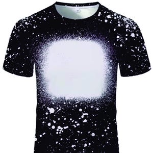 Black Bleach Splatter Shirt: Polyester Sublimation Blank