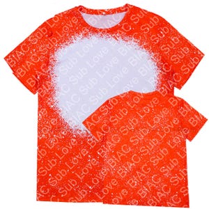 Orange Bleach Sublimation Shirt: Soft Cotton Feel