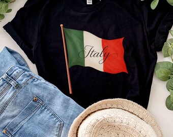 Italy Flag Unisex Tee with Italian Flag-Bella Tee-Italian Shirt-Italian heritage-Gift for Nonna-Italy trip shirt-Italian gift for her him