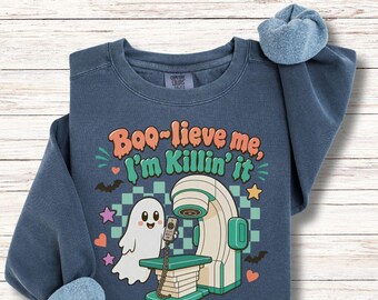 Radiation Therapist Halloween Sweatshirt, Rad Therapy Ghost Crewnecks, Spooky Radiation Therapy Gift