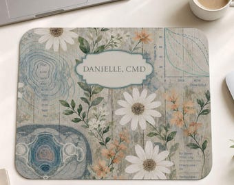 Personalized Dosimetry Gift, Vintage Rustic Floral Medical Dosimetry Mousepad, Custom Gift for CMD, Dosimetrist Day, Dosimetry Student