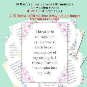 Oncology Clinic Waiting Room Printable Patient Affirmations, 30 Daily Positive Affirmation Quotes for Cancer Patients in Treatment, Digital