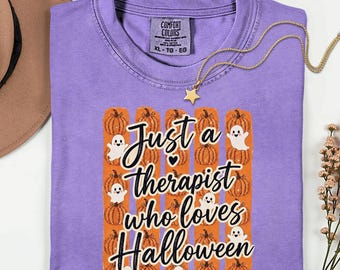 Radiation Therapist Halloween Shirt, Just a therapist who loves Halloween, RTT Gift, Rad Therapy Spooky tee