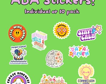 ABA Stickers, 10 pack Aba sticker bundle, Aba therapy laptop stickers, Bcba Gifts, Rbt stickers, Behavior therapy stickers, Paraprofessional