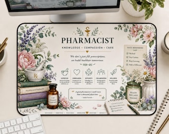 Pharmacist Vintage Desk Mat, Pharmacist Graduation Gift, Pharmacy Office Decor, Desk Pad for PharmD, Pharmacist Day Gift