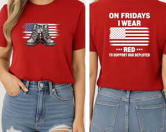 I Wear Red on Friday Shirt, Military Support, American Flag Design, Pet Bandana, Red Friday Shirt, Support our troops, Military Mom