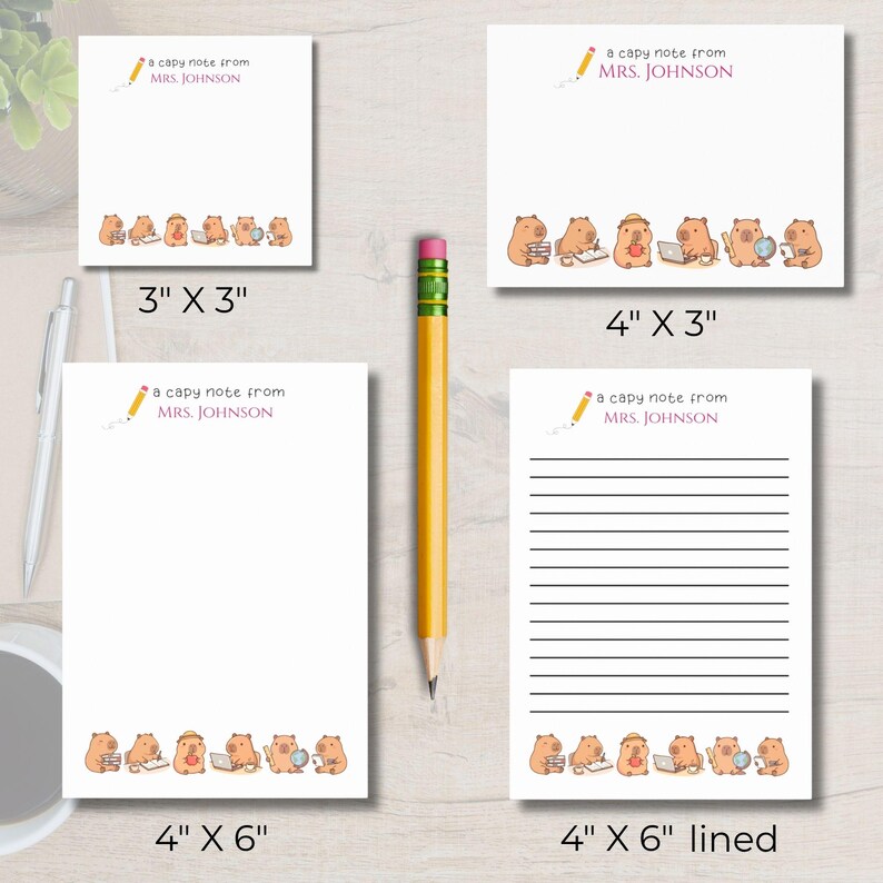 Personalized Capybara Teacher Sticky Notes, Small Gift for Teacher, 3X3 ...